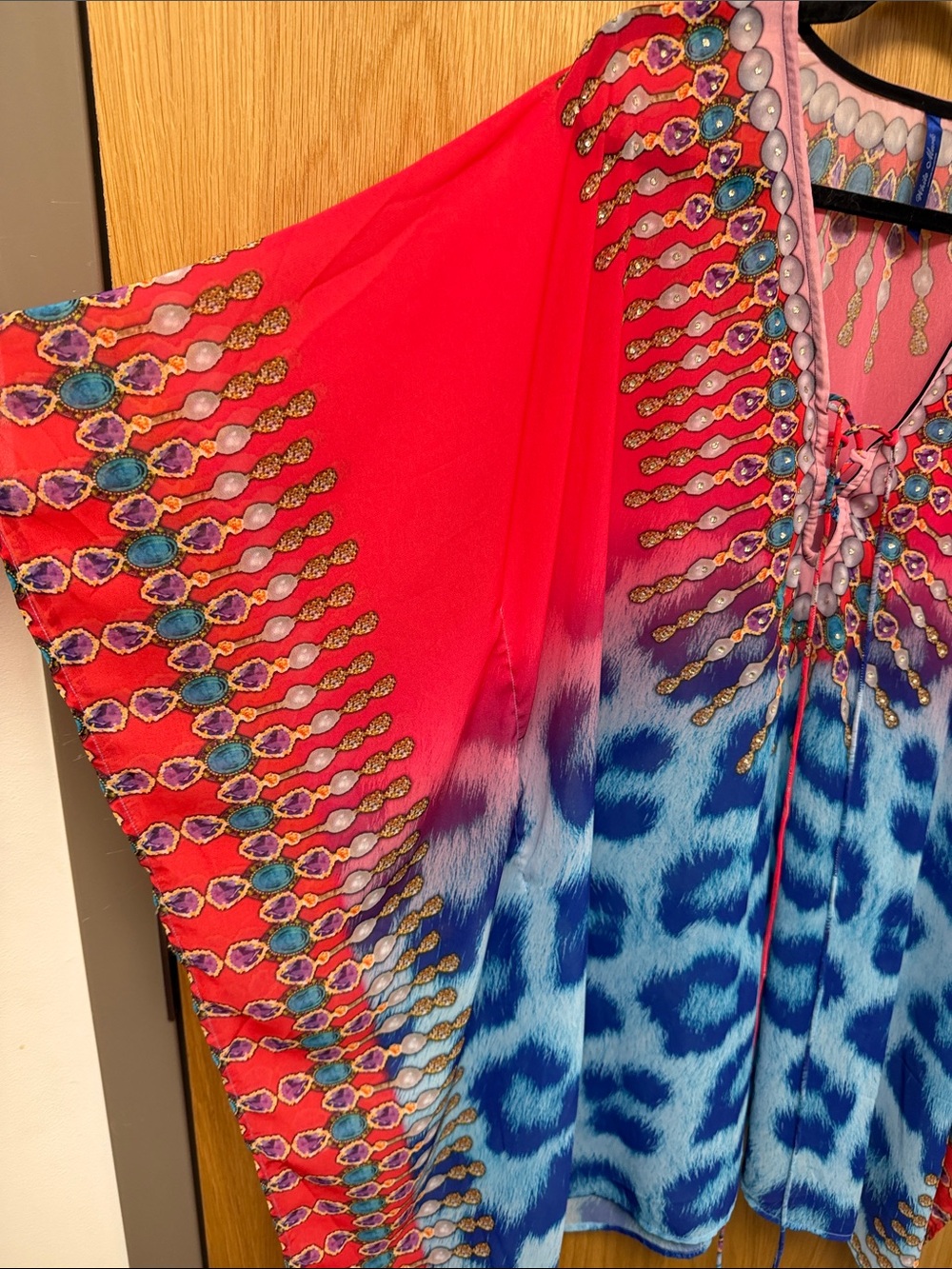 White Mark Pink to Blue Ombre Tunic with Rhinestones - Picture 7 of 7